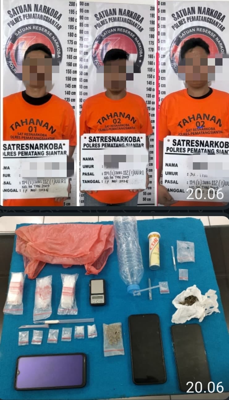 Foto : 3 tersangka dan barang bukti