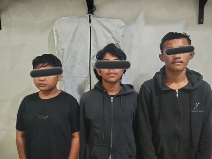 Foto : Polres Tanah Karo amankan 3 remaja yang sedang  tawuran di kabanjahe, pada Minggu (8/6/2025) dini hari.