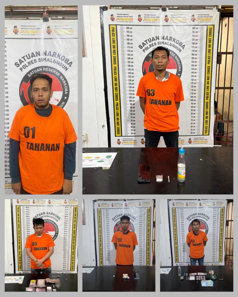 Foto : Sejumlah tersangka. 
1.Hendra Asmara Sidauruk alias ( bondrok) 
2.Amos
3.Mhd.Ardiansyah alias (Dudung) 
4.Indarawan alias ( Mandra). 