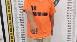 Foto : pelaku Andi Agus Siregar (36 tahun) Dan barang bukti. 