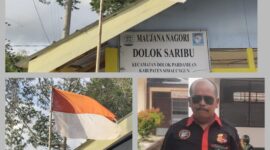 Foto :Ketua DPD Sumut LSM KPK Nusantara Soroti Bendera Merah Putih Robek,Lesu Dan Kusam Yang Masih Berkibar Dikantor Pangulu Nagori Dolok Saribu