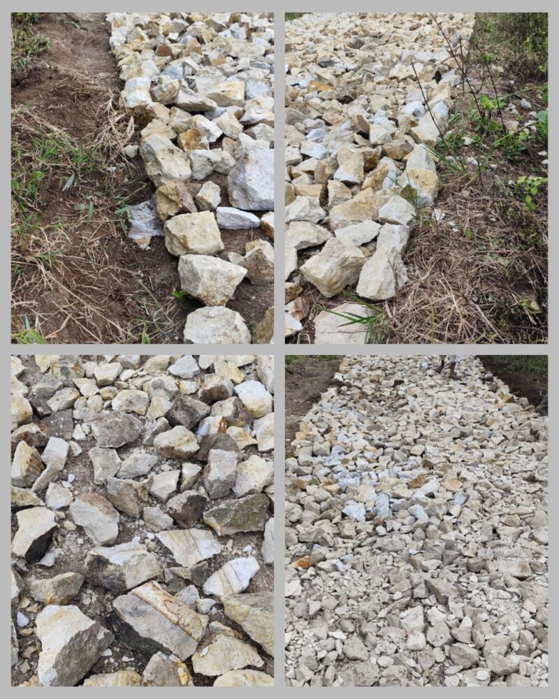 Foto : Proyek jalan Telford di duga di kerjakan asal jadi di Nagori Bandar Gunung Kecamatan Bandar Masilam 