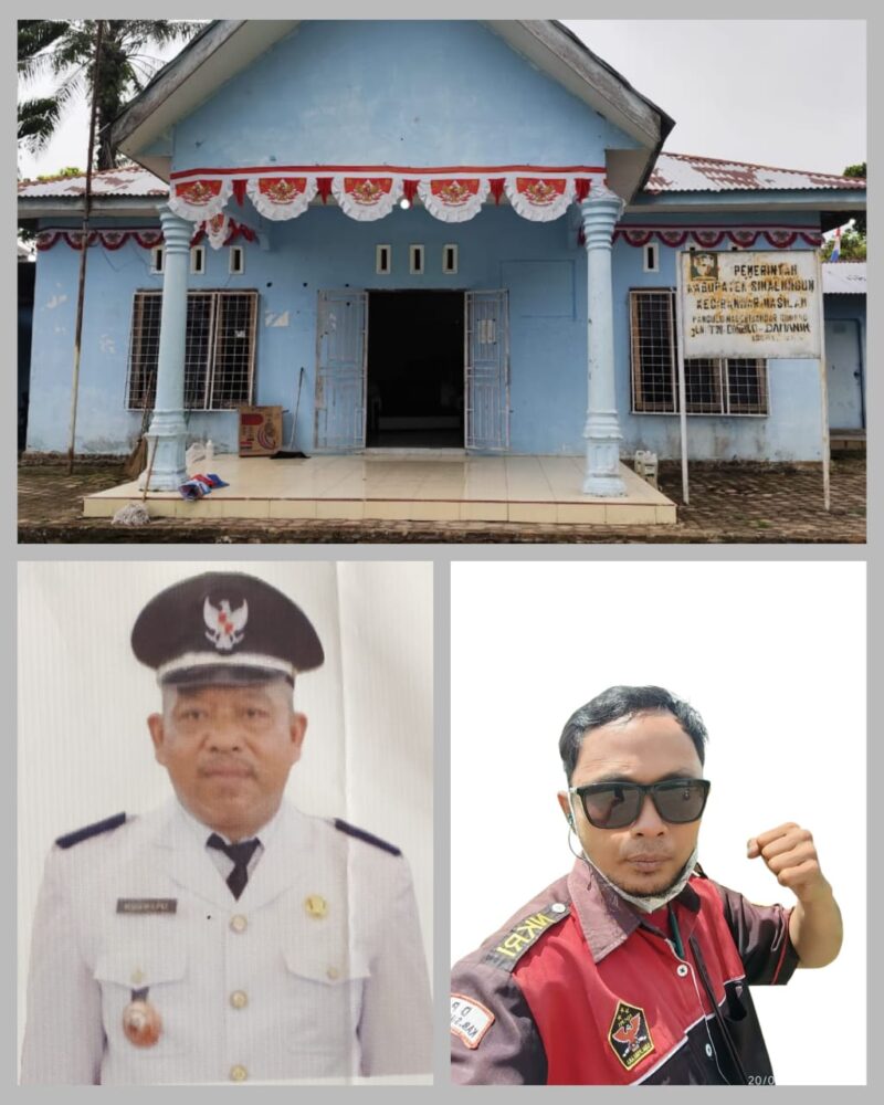 Foto : Kantor Pangulu Nagori Bandar Gunung, Sebelah Kiri Pangulu Bandar Gunung Ahadicik sebelah kanan Ketua LSM Perkara DPC Kabupaten Simalungun 