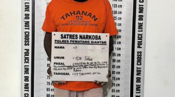 Foto : Tersangka MH (53) warga Kampung Keling Dusun II Desa Sei Rampah Kecamatan Sei Rampah Kab Serdang Bedagai (Sergai).