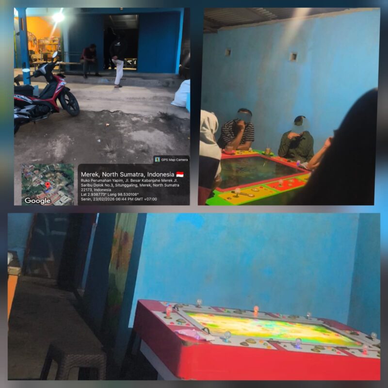 Foto : Tempat Lokasi judi tembak ikan di jalan besar Kabanjahe Merek Situnggaling - Seribu Dolok Senin (23/02/2026) 