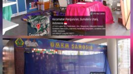 Foto : Salah satu kios UMKM di kawasan foodcourt Waterfront City Pangururan terlihat tidak beroperasi dan tertutup tirai biru, meski di dalamnya masih tersimpan sejumlah produk khas Samosir yang di huni ODGJ