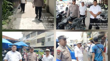 Cegah Guantibmas,Polsek Siantar Barat Patroli Jalan Kaki di Pasar Horas 