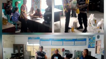 Bhabinkamtibmas Polsek Siantar Marihat Monitoring Pembagian Bantuan Pangan kepada Warga