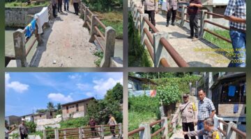Bhabinkamtibmas Polsek Siantar Selatan Dampingi Cek Jembatan Penyeberangan di Gang Losung Aek