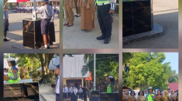 Edukasi Tertib Berlalulintas,Sat Lantas Polres Pematangsiantar Pembina Upacara Bendera di SMP N. 2