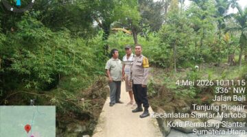 Bhabinkamtibmas Polsek Siantar Martoba Monitoring Survey Proyek Jembatan di Jalan Rindung