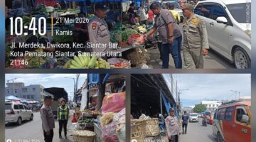 Polsek Sianțar Barat Himbau Bongkar Barang Dagangan di Jalan Merdeka