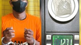 Foto : kiri tersangka TS (44) , kanan barang bukti 