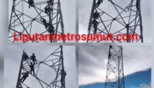Foto istimewah : tampak pekerja melakuka aktifitas di ketinggian tampa APD. 