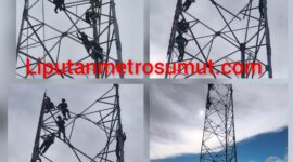 Foto istimewah : tampak pekerja melakuka aktifitas di ketinggian tampa APD. 