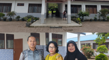 Foto : gambar atas SMA N 1 Tanah Jawa, tampak sebelah kiri Bu Rani Pangaribuan di dampingi suami, sebelah kanan kepala sekolah SMA N 1 Tanah Jawa Ramanyati Lubis S.Pd., M.Pd