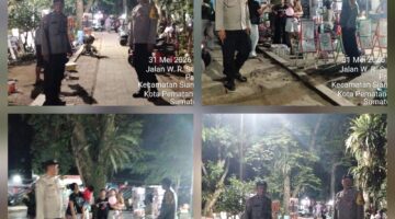 Antisipasi Guantibmas,Bhabinkamtibmas Polsek Siantar Barat Patroli Jalan Kaki Malam Hari di Taman Bunga