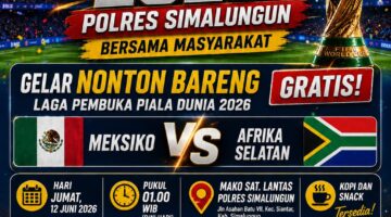 Sambut Piala Dunia 2026, Polres Simalungun Gelar Nobar Gratis Laga Pembuka Meksiko Vs Afrika Selatan