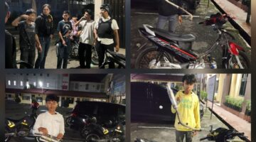 Patroli Malam Minggu Polres Pematangsiantar Amankan Tujuh Sepedamotor Knalpot Brong