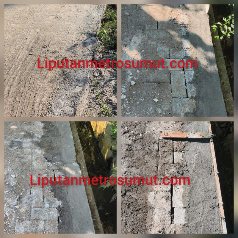 Foto : proyek pembangunan Paving block di nagori dolok Mainu, kecamatan dolok batunanggar manggar diduga asal jadi. 