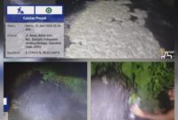Foto : tampak aliran sungai bah Sombuh tercemar limbah