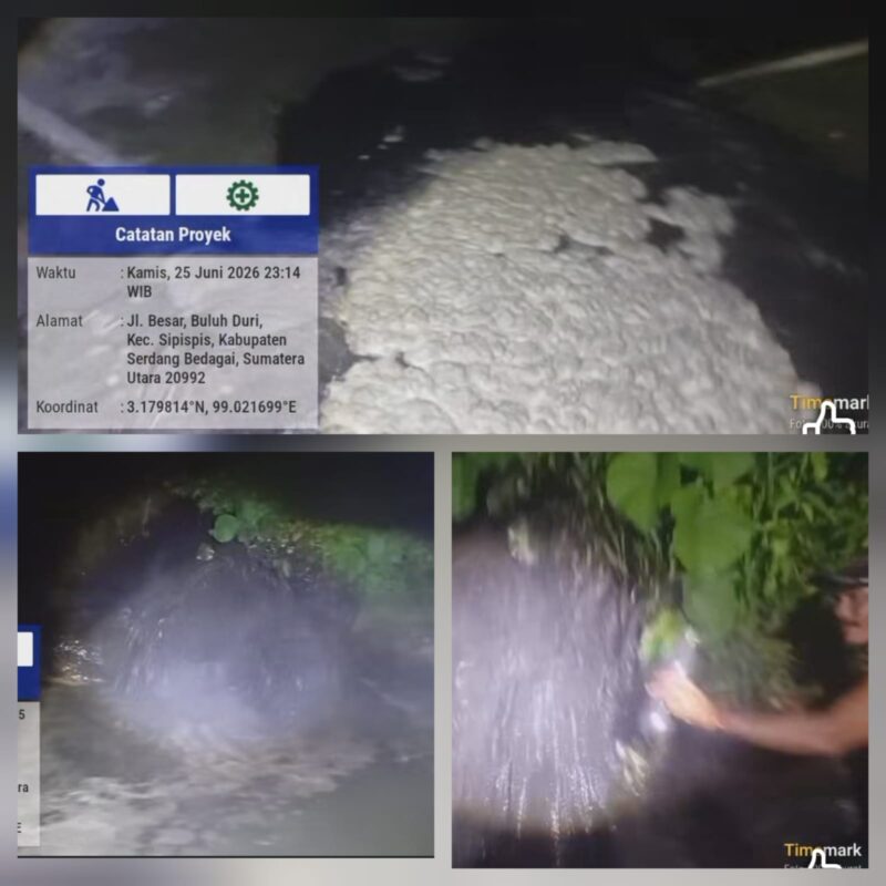 Foto : tampak aliran sungai bah Sombuh tercemar limbah