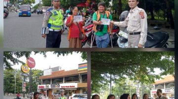 Sat Lantas Polres Pematangsiantar Sosialisasi Tertib Berlalu Lintas kepada Masyarakat di Taman Bunga