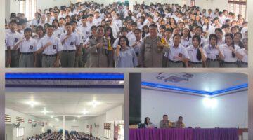 Bhabinkamtibmas Polsek Siantar Marihat Berikan Arahan Wasbang kepada Siswa Siswi Baru SMA N. 1
