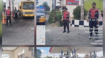 Pastikan Pengisian BBM di SPBU Aman Sat Samapta Polres Pematangsiantar laksanakan pengamanan