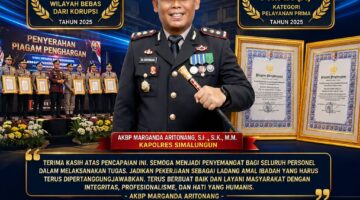 Kapolres Simalungun Ucapkan Terima Kasih kepada Seluruh Personel Atas Raihan Dua Penghargaan Bergengsi dari Kementerian PANRB