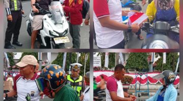 Sambut HUT Kemerdekaan Ke 81 RI , Polres Pematangsiantar Bagikan Bendera Merah Putih kepada Masyarakat 