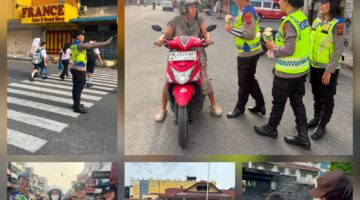 Sambut Hari Jadi Polwan Ke 78, Polwan Polres Pematangsiantar Gatur Lalin, Bagikan Bunga dan Coklat Kepada Warga Tertib Lalu Lintas