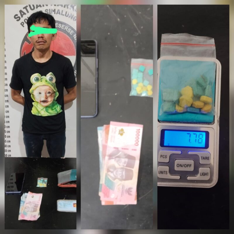 Foto : pelaku MAC (29) dan sejumlah barang bukti. 