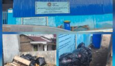 Foto : SPPG Yayasan Pangan Karo Toba Seribu Dolok, sampah menumpuk di depan bangunan. 
