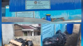 Foto : SPPG Yayasan Pangan Karo Toba Seribu Dolok, sampah menumpuk di depan bangunan. 