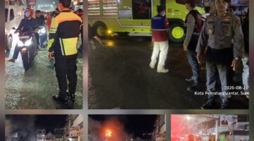 Kebakaran Lima Unit Ruko di Jalan Bandung,Polres Pematangsiantar Sigap Pengecekan dan Pengamanan TKP 