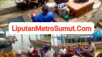 Patroli Sambang Nelayan, Satpolairud Polres Langkat Sampaikan Imbauan Waspada Cuaca Ekstrem
