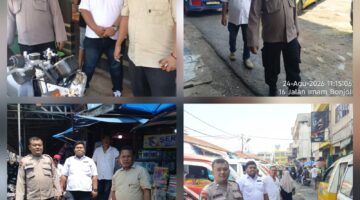 Polsek Siantar Barat Patroli Jalan Kaki Siang Hari Antisipasi 3C di Pasar Horas