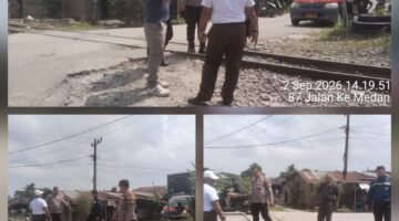 Karyawan PT.KAI Disambar Kereta Api ,Polsek Siantar Martoba Cek TKP Diperlintasan Jalan Tambun Timur