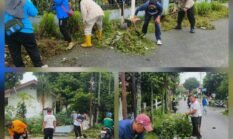 Polsek Siantar Barat Ikut Gotong Royong Bersama Warga di jalan Silimakuta