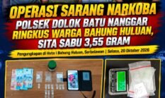 Operasi Sarang Narkoba, Polsek Dolok Batu Nanggar Ringkus Warga Bahung Huluan, Sita Sabu 3,55 Gram
